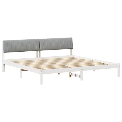 Bed frame White and light grey 200 x 200 cm Solid pine wood
