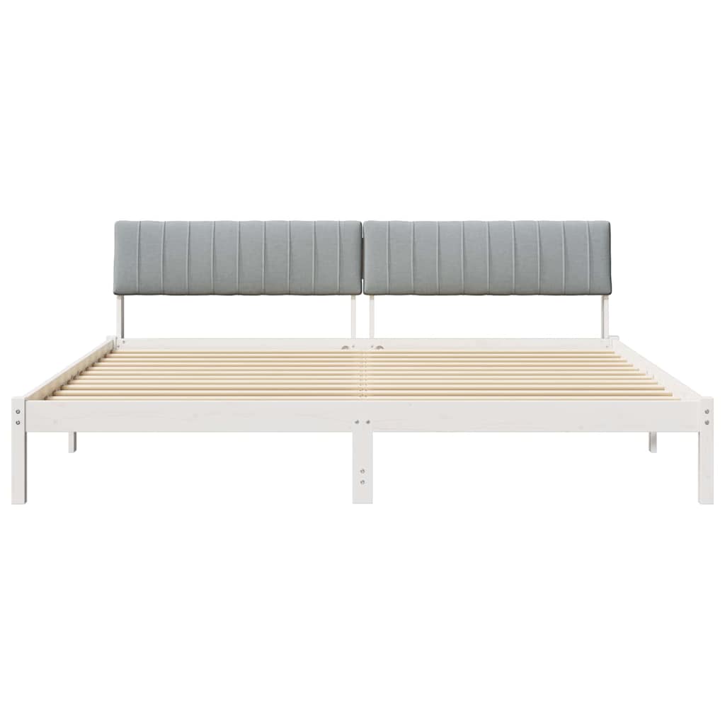 Bed frame White and light grey 200 x 200 cm Solid pine wood
