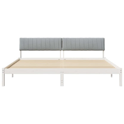 Bed frame White and light grey 200 x 200 cm Solid pine wood