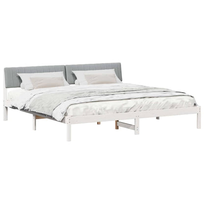 Bed frame White and light grey 200 x 200 cm Solid pine wood