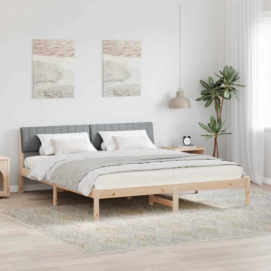 Bed frame Brown and light grey 180 x 200 cm Solid pine wood