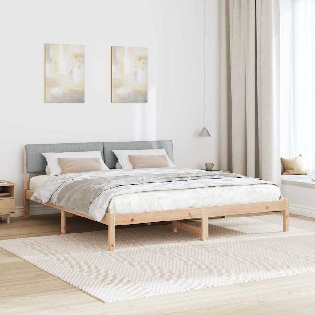 Bed frame Brown and light grey 180 x 200 cm Solid pine wood