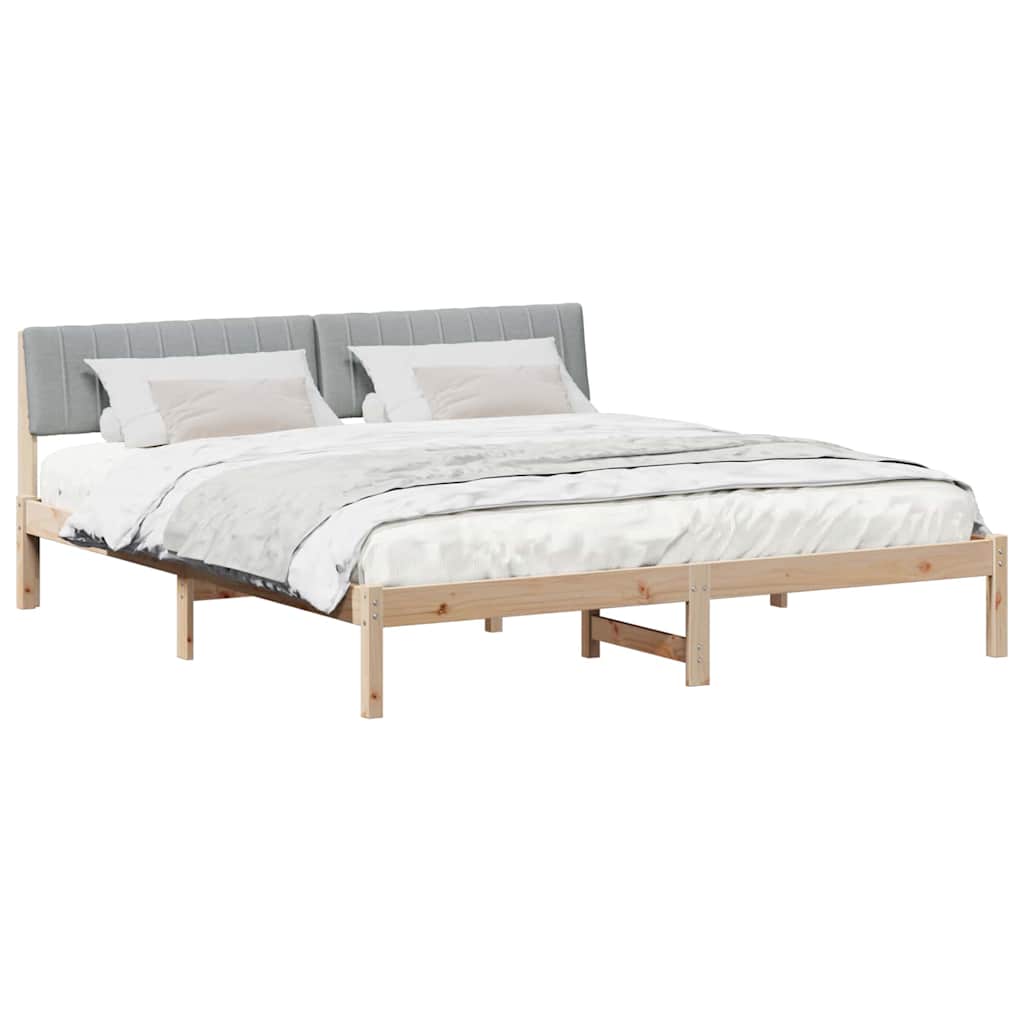 Bed frame Brown and light grey 180 x 200 cm Solid pine wood