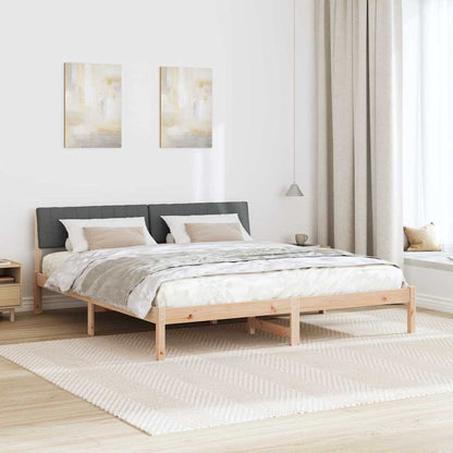 Bed frame Brown and dark grey 180 x 200 cm Solid pine wood