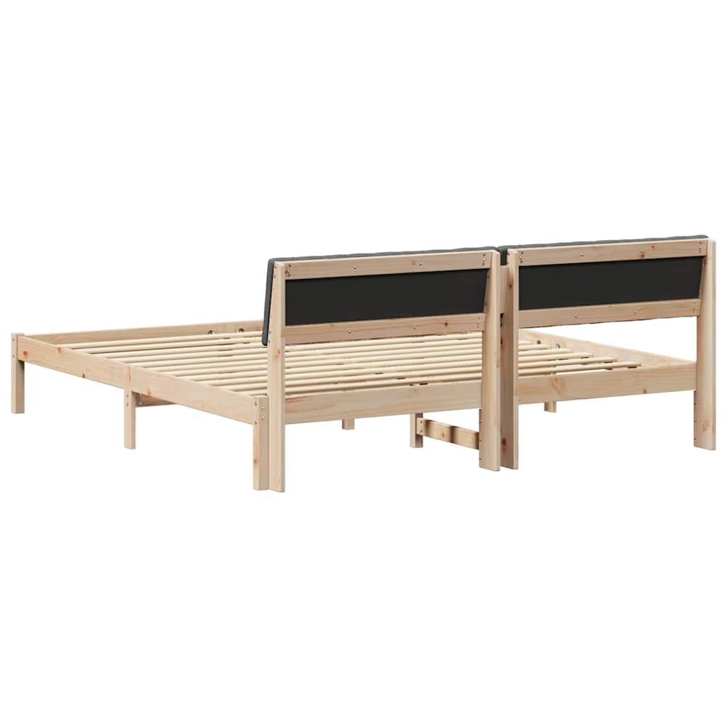 Bed frame Brown and dark grey 180 x 200 cm Solid pine wood