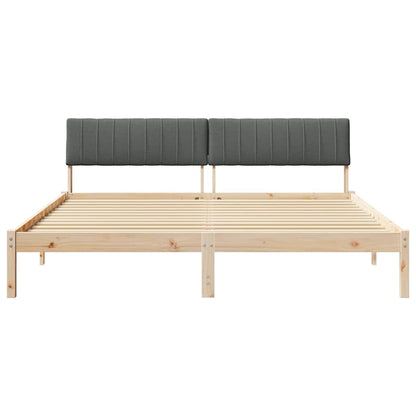 Bed frame Brown and dark grey 180 x 200 cm Solid pine wood