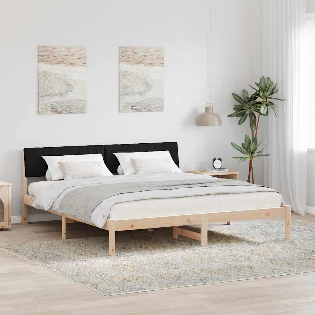 Bed frame Brown and black 180 x 200 cm Solid pine wood