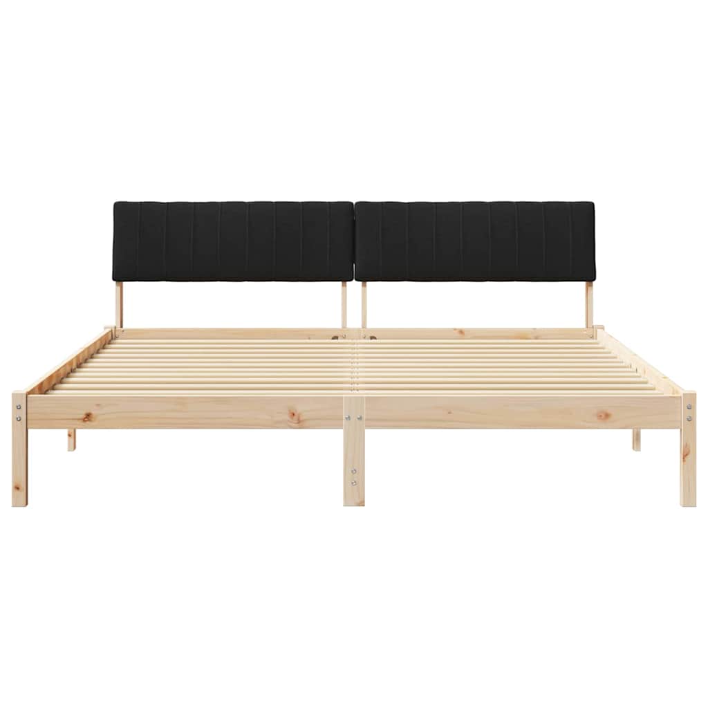 Bed frame Brown and black 180 x 200 cm Solid pine wood