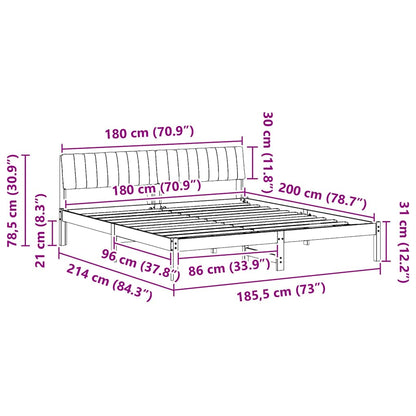 Bed frame Brown and black 180 x 200 cm Solid pine wood