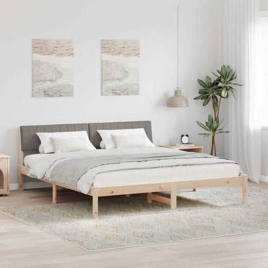 Bed frame Brown and taupe 180 x 200 cm Solid pine wood