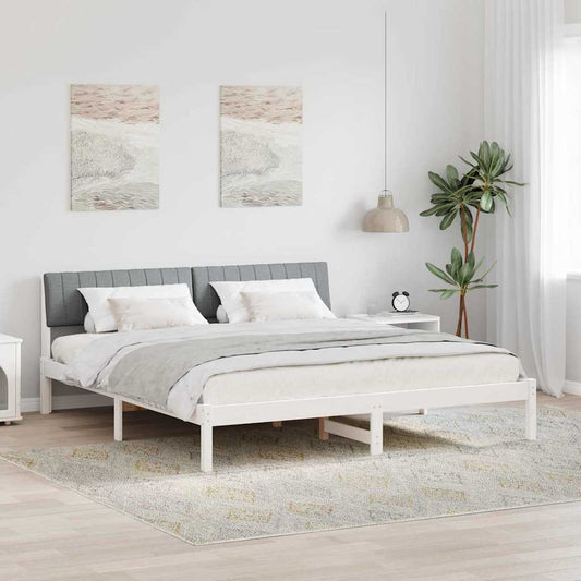 Bed frame White and light grey 180 x 200 cm Solid pine wood