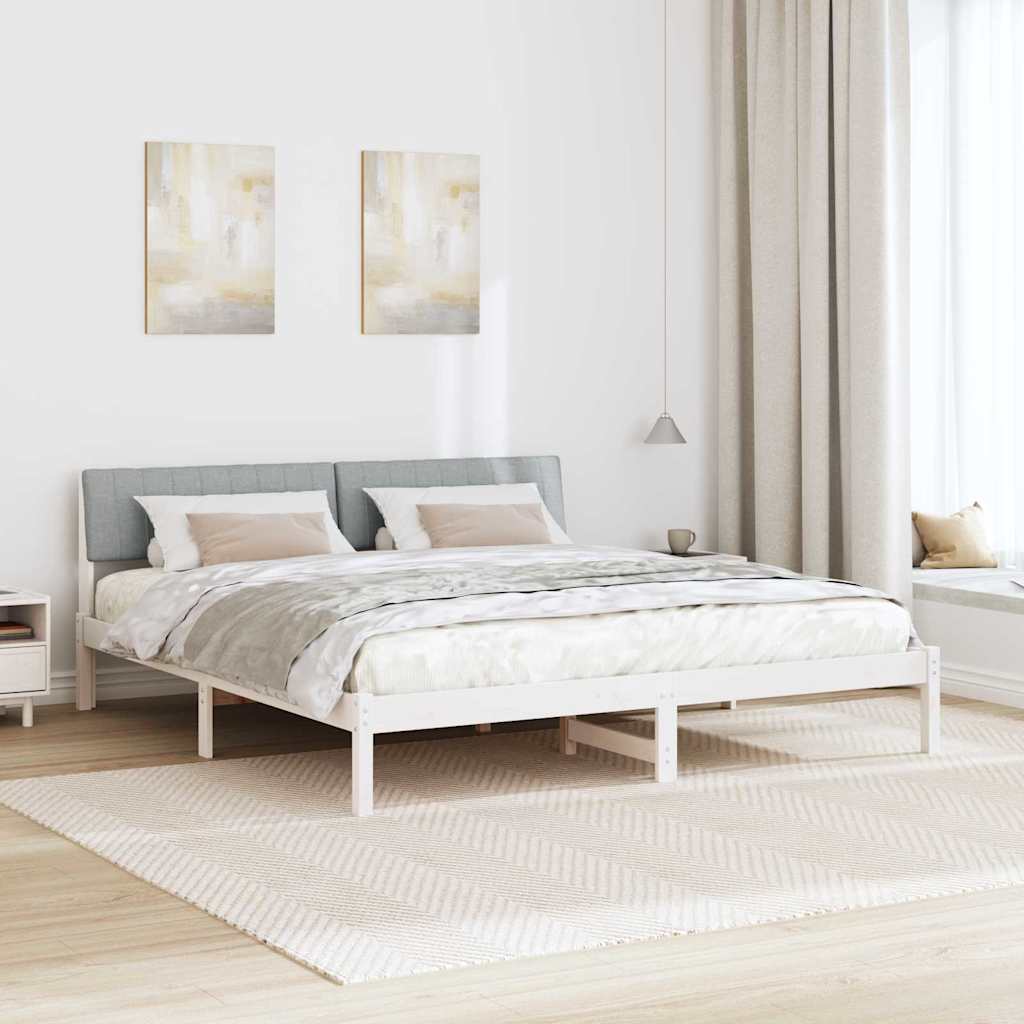 Bed frame White and light grey 180 x 200 cm Solid pine wood