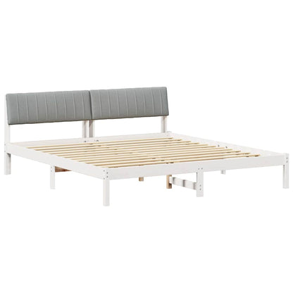 Bed frame White and light grey 180 x 200 cm Solid pine wood