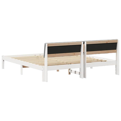 Bed frame White and light grey 180 x 200 cm Solid pine wood