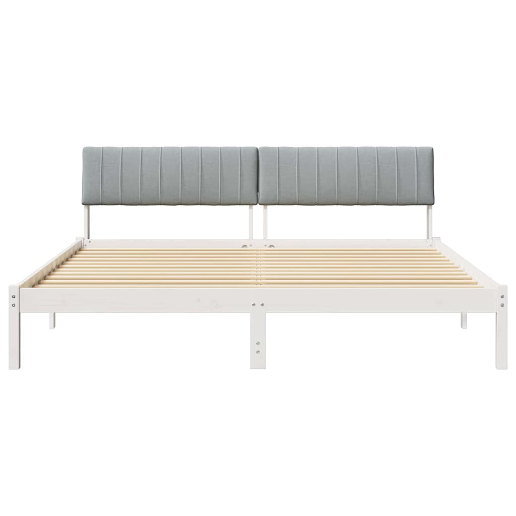 Bed frame White and light grey 180 x 200 cm Solid pine wood