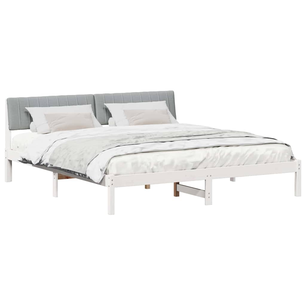 Bed frame White and light grey 180 x 200 cm Solid pine wood