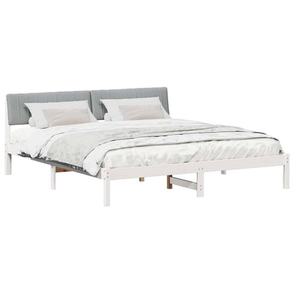 Bed frame White and light grey 180 x 200 cm Solid pine wood
