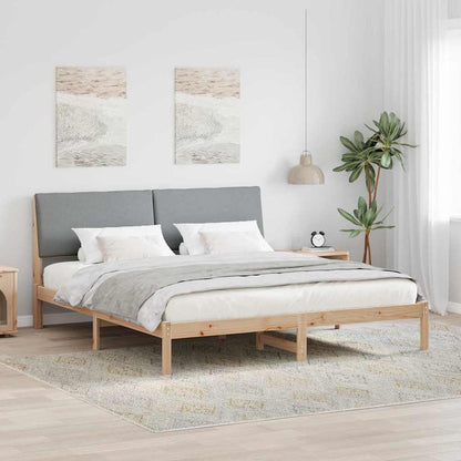 Bed frame Brown and light grey 200 x 200 cm Solid pine wood