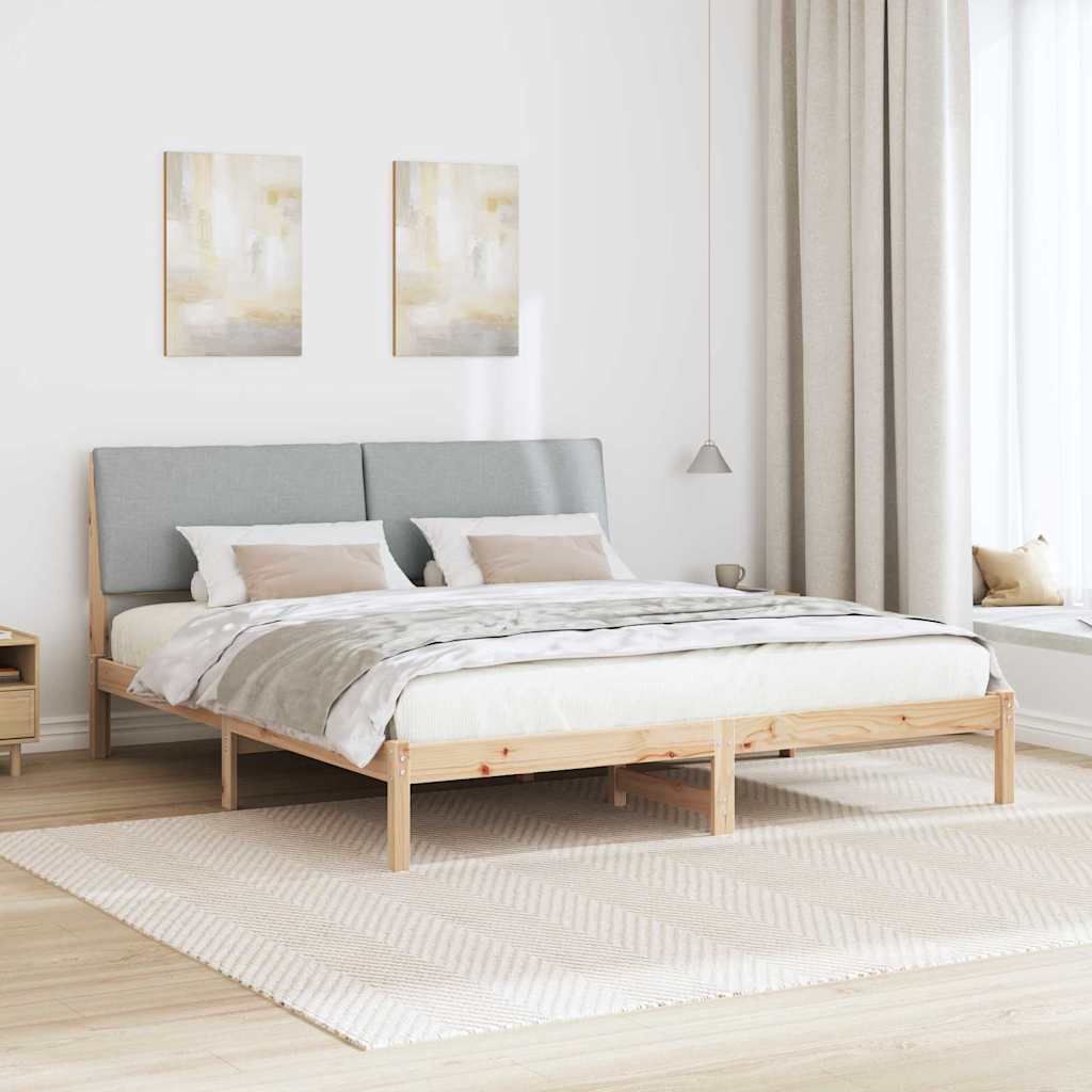 Bed frame Brown and light grey 200 x 200 cm Solid pine wood