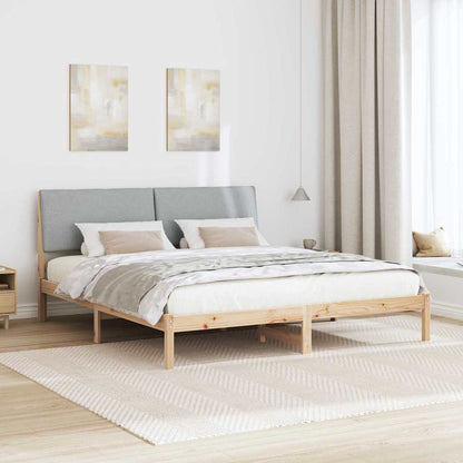 Bed frame Brown and light grey 200 x 200 cm Solid pine wood