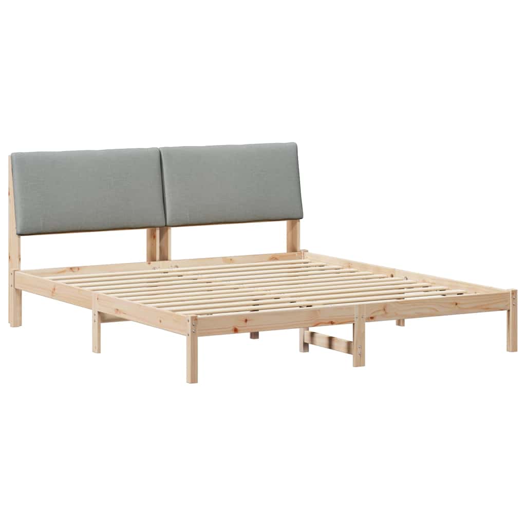 Bed frame Brown and light grey 200 x 200 cm Solid pine wood