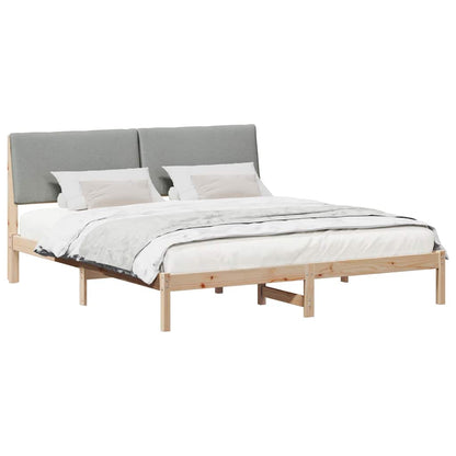 Bed frame Brown and light grey 200 x 200 cm Solid pine wood