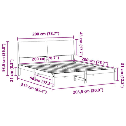 Bed frame Brown and light grey 200 x 200 cm Solid pine wood