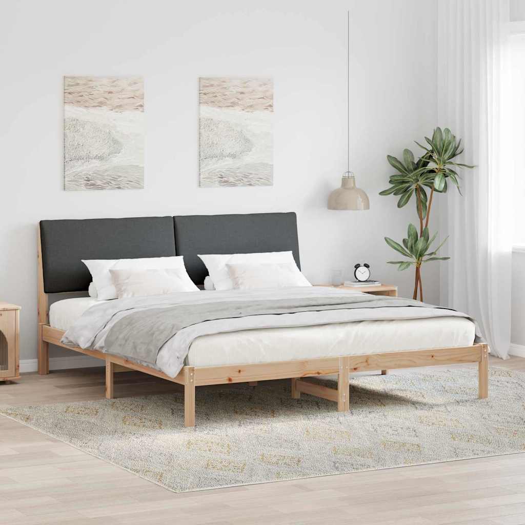 Bed frame Brown and dark grey 200 x 200 cm Solid pine wood