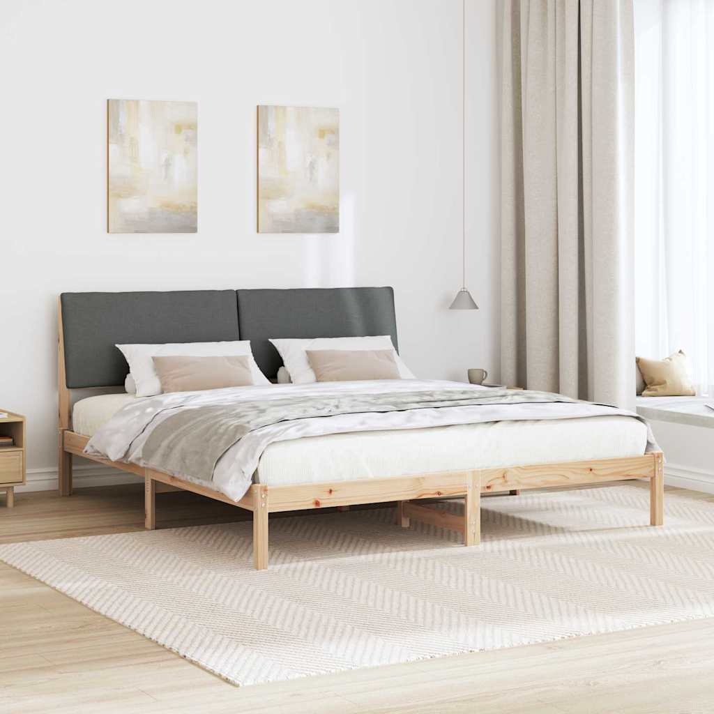 Bed frame Brown and dark grey 200 x 200 cm Solid pine wood