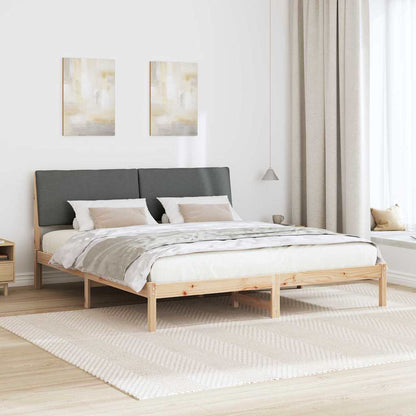 Bed frame Brown and dark grey 200 x 200 cm Solid pine wood