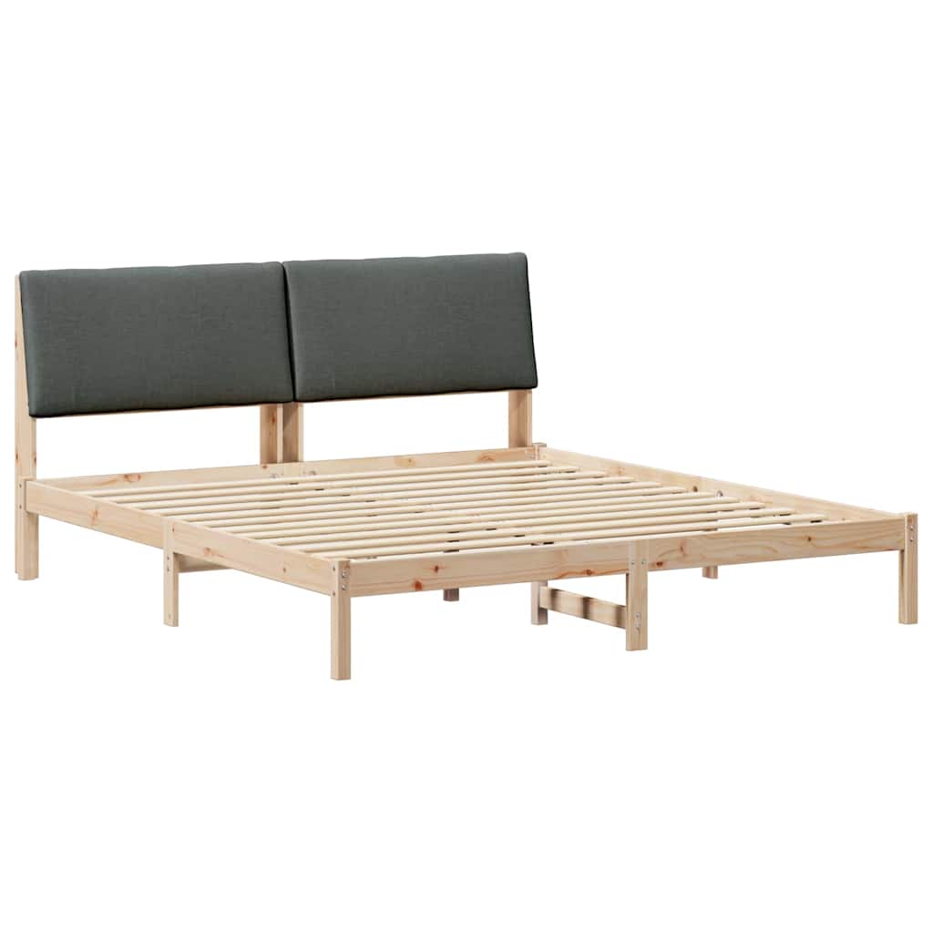Bed frame Brown and dark grey 200 x 200 cm Solid pine wood