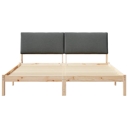 Bed frame Brown and dark grey 200 x 200 cm Solid pine wood
