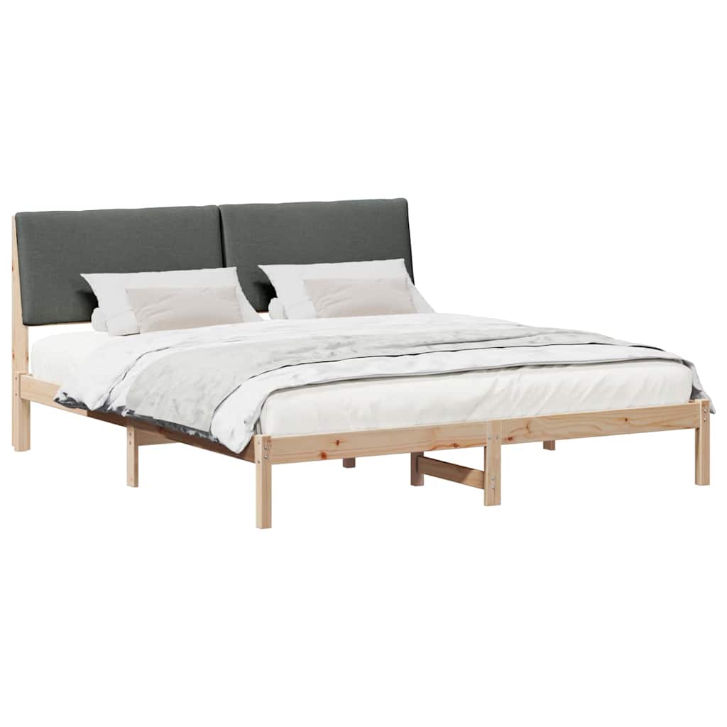 Bed frame Brown and dark grey 200 x 200 cm Solid pine wood