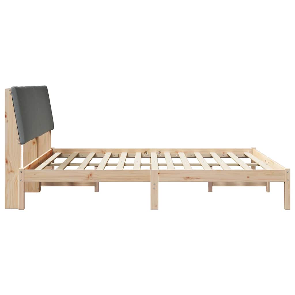 Bed frame Brown and dark grey 200 x 200 cm Solid pine wood