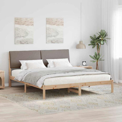 Bed frame Brown and taupe 200 x 200 cm Solid pine wood