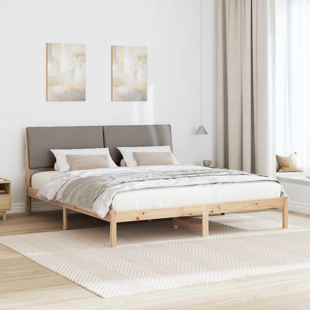 Bed frame Brown and taupe 200 x 200 cm Solid pine wood