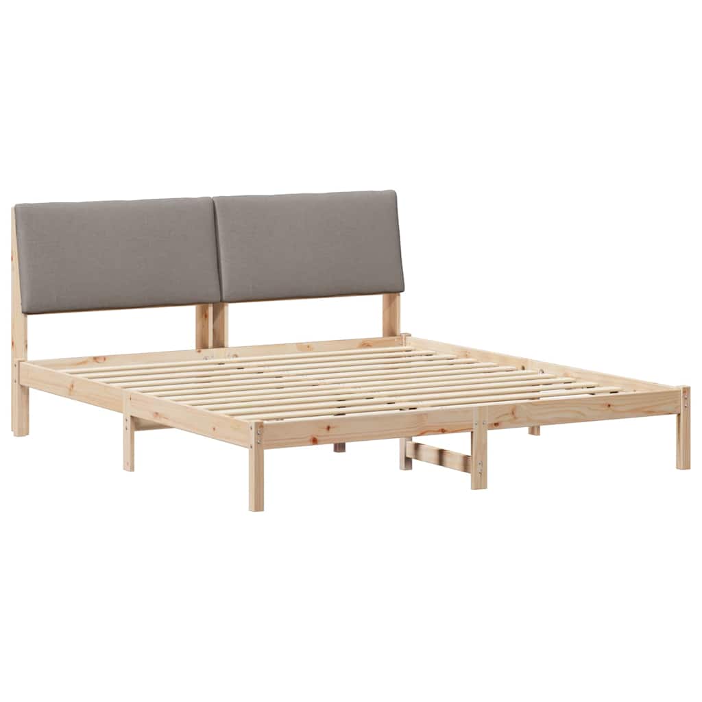 Bed frame Brown and taupe 200 x 200 cm Solid pine wood