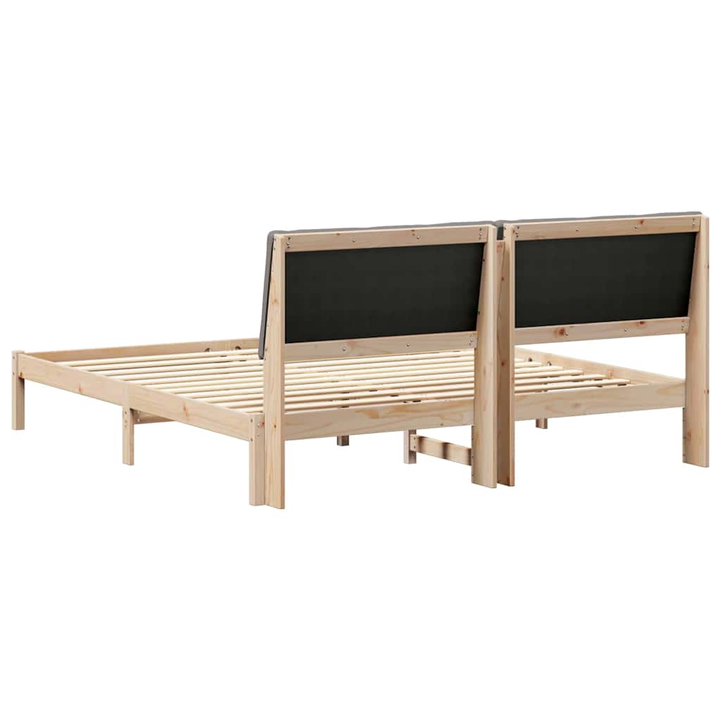 Bed frame Brown and taupe 200 x 200 cm Solid pine wood