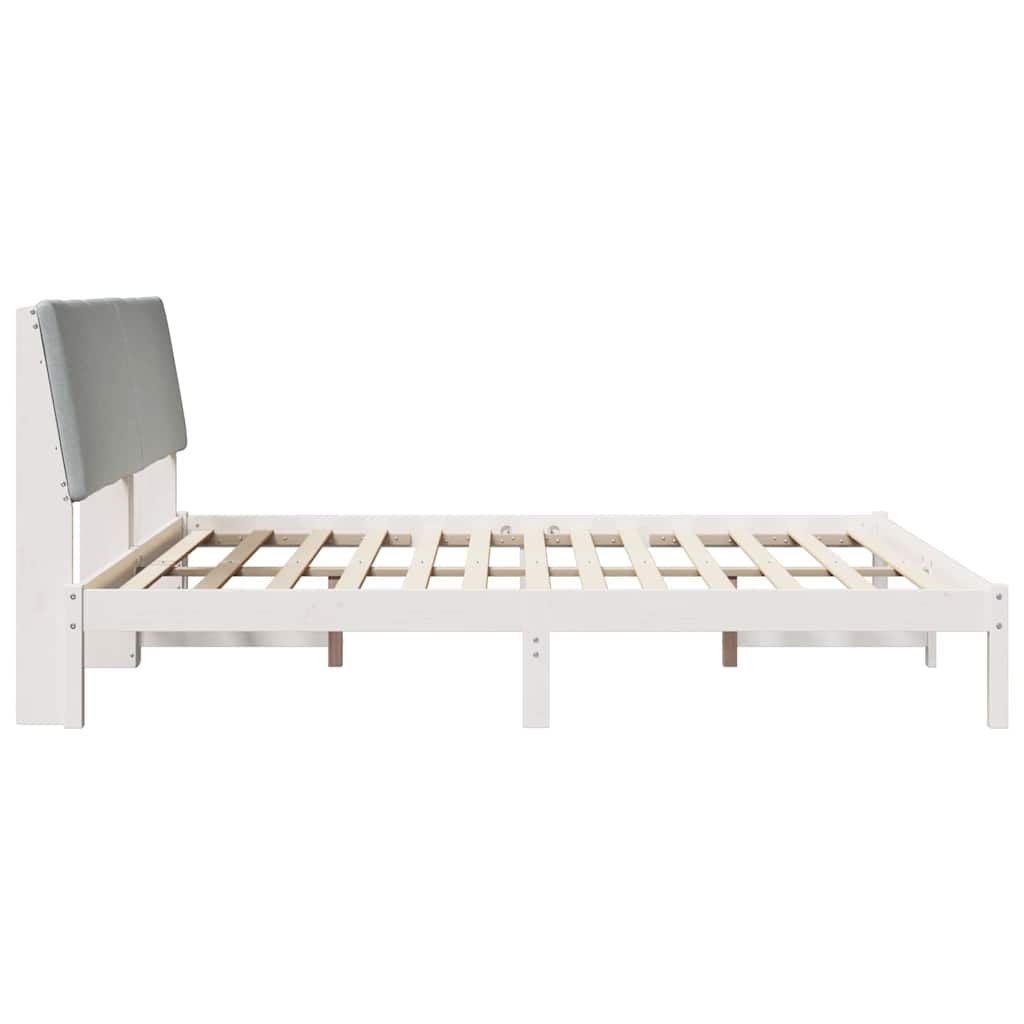Bed frame White and light grey 200 x 200 cm Solid pine wood