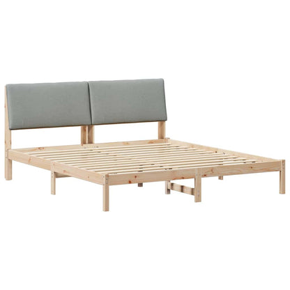 Bed frame Brown and light grey 180 x 200 cm Solid pine wood