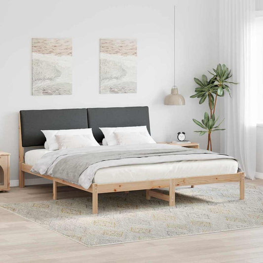 Bed frame Brown and dark grey 180 x 200 cm Solid pine wood