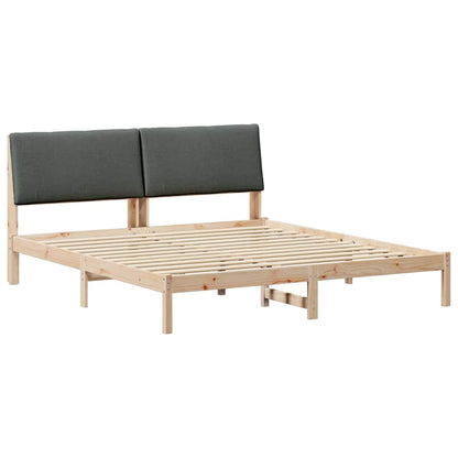 Bed frame Brown and dark grey 180 x 200 cm Solid pine wood
