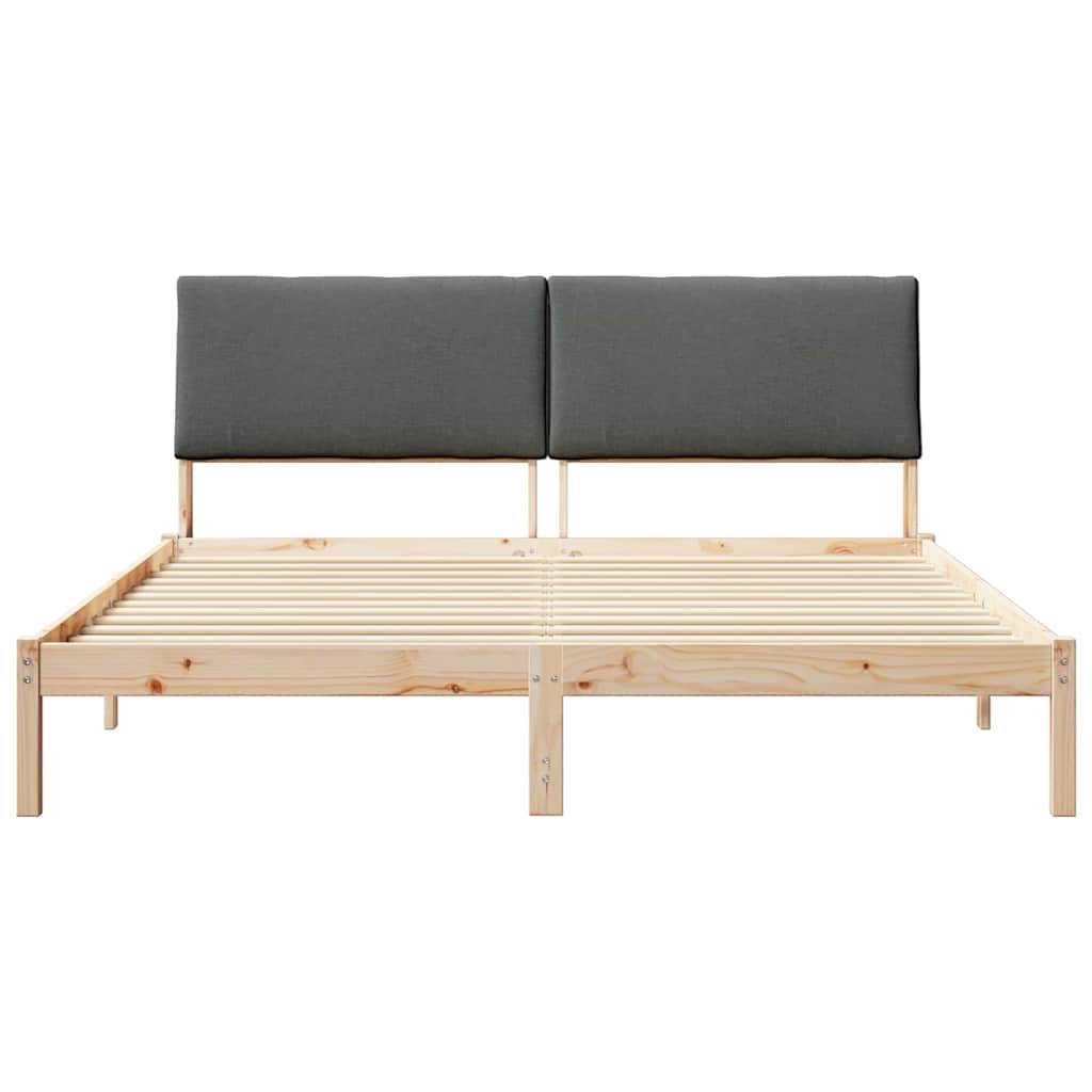 Bed frame Brown and dark grey 180 x 200 cm Solid pine wood