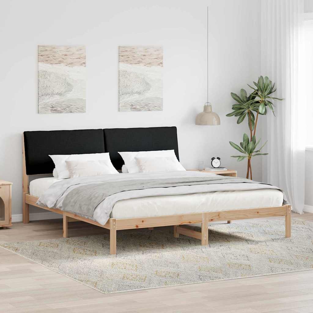 Bed frame Brown and black 180 x 200 cm Solid pine wood