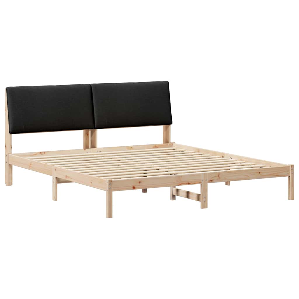 Bed frame Brown and black 180 x 200 cm Solid pine wood