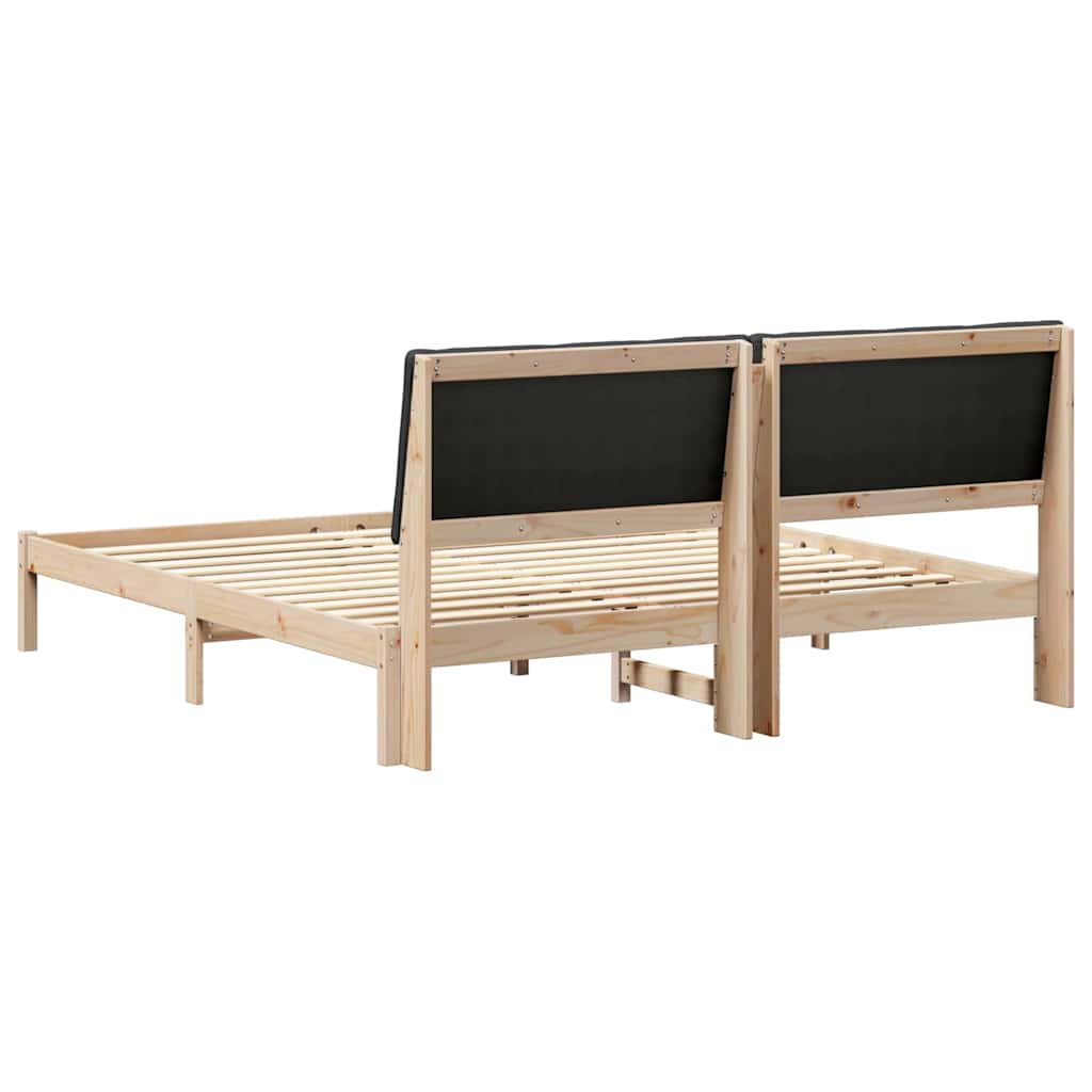 Bed frame Brown and black 180 x 200 cm Solid pine wood