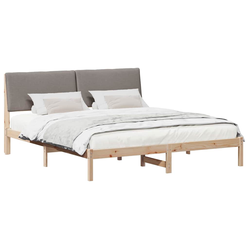 Bed frame Brown and taupe 180 x 200 cm Solid pine wood