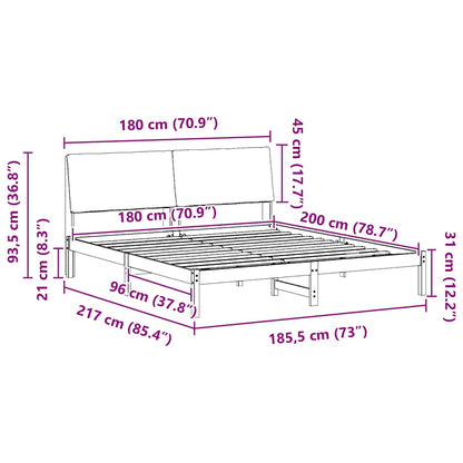 Bed frame Brown and taupe 180 x 200 cm Solid pine wood
