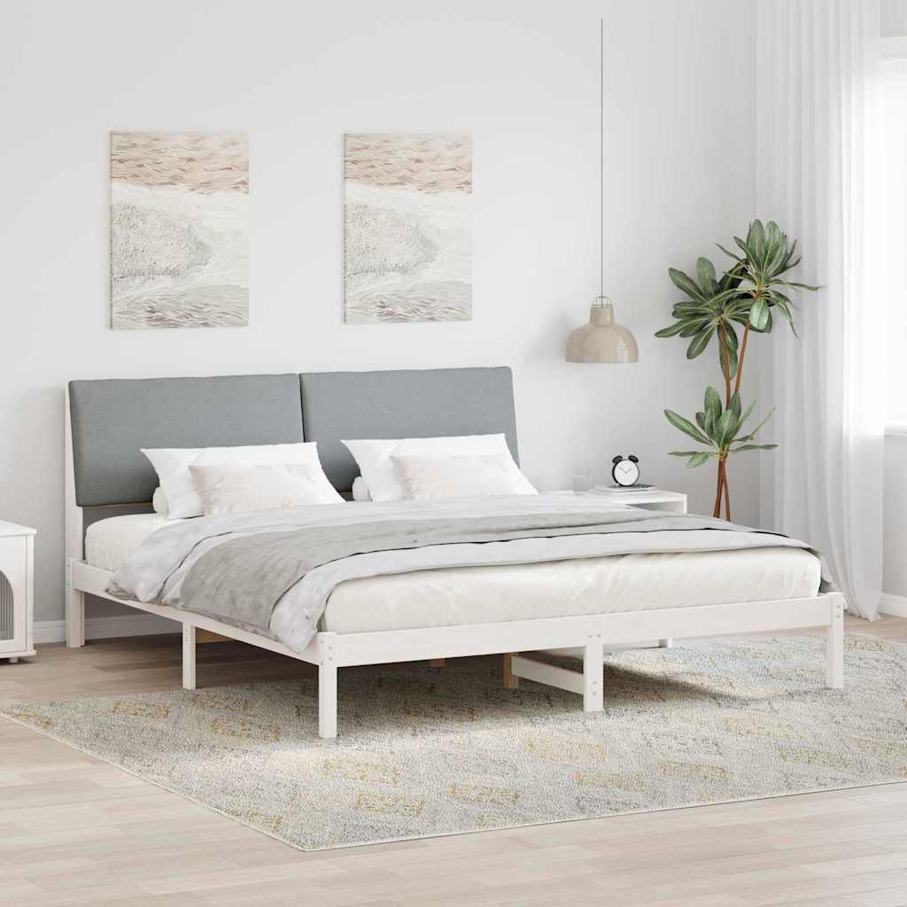 Bed frame White and light grey 180 x 200 cm Solid pine wood