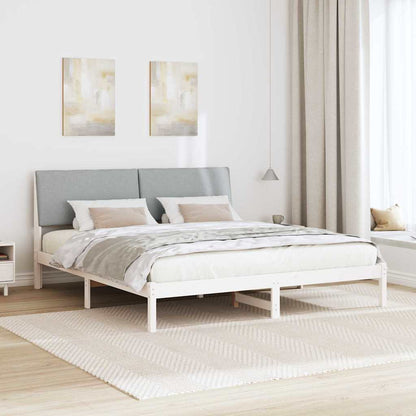 Bed frame White and light grey 180 x 200 cm Solid pine wood